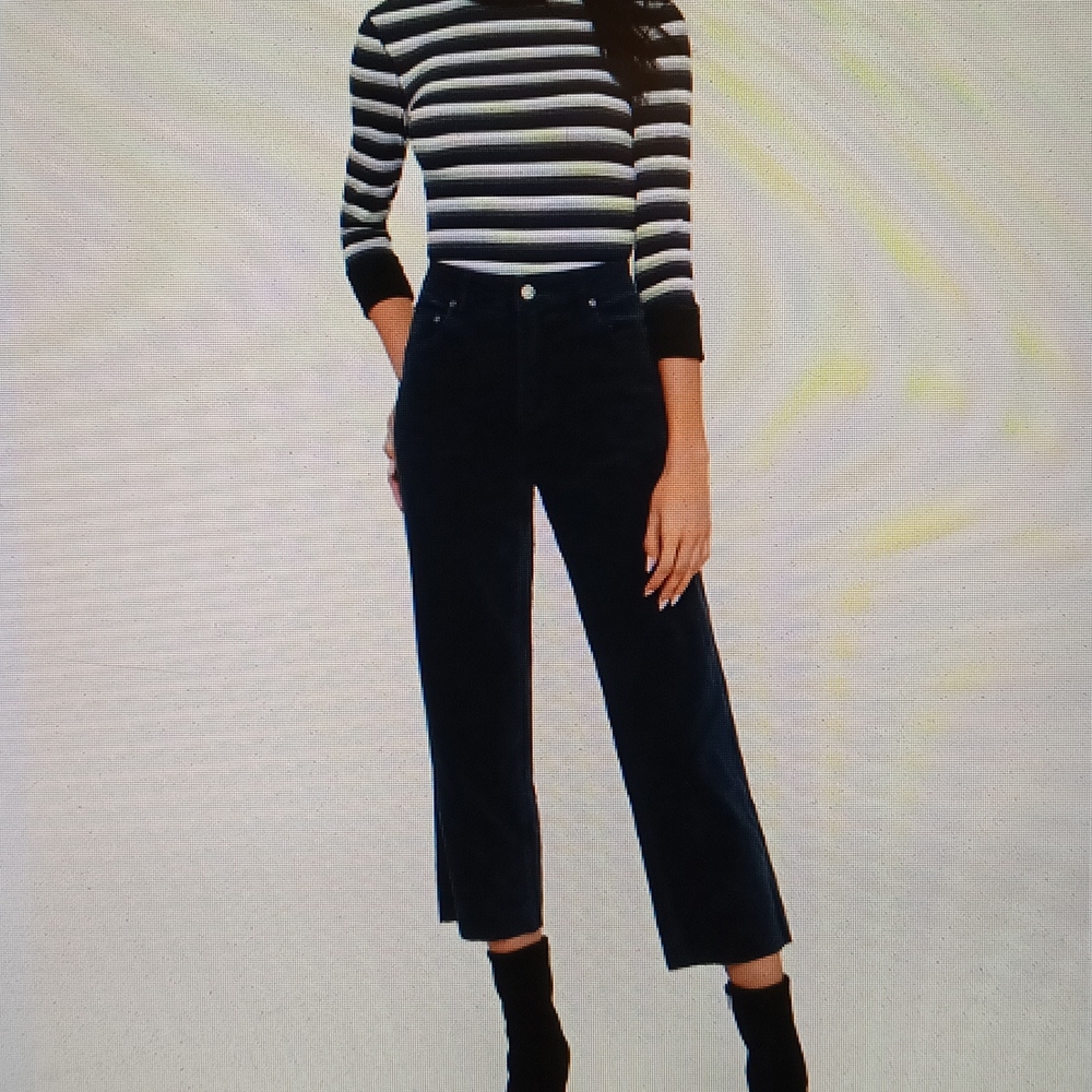 Rvca cropped mid rise cords straight leg in navy